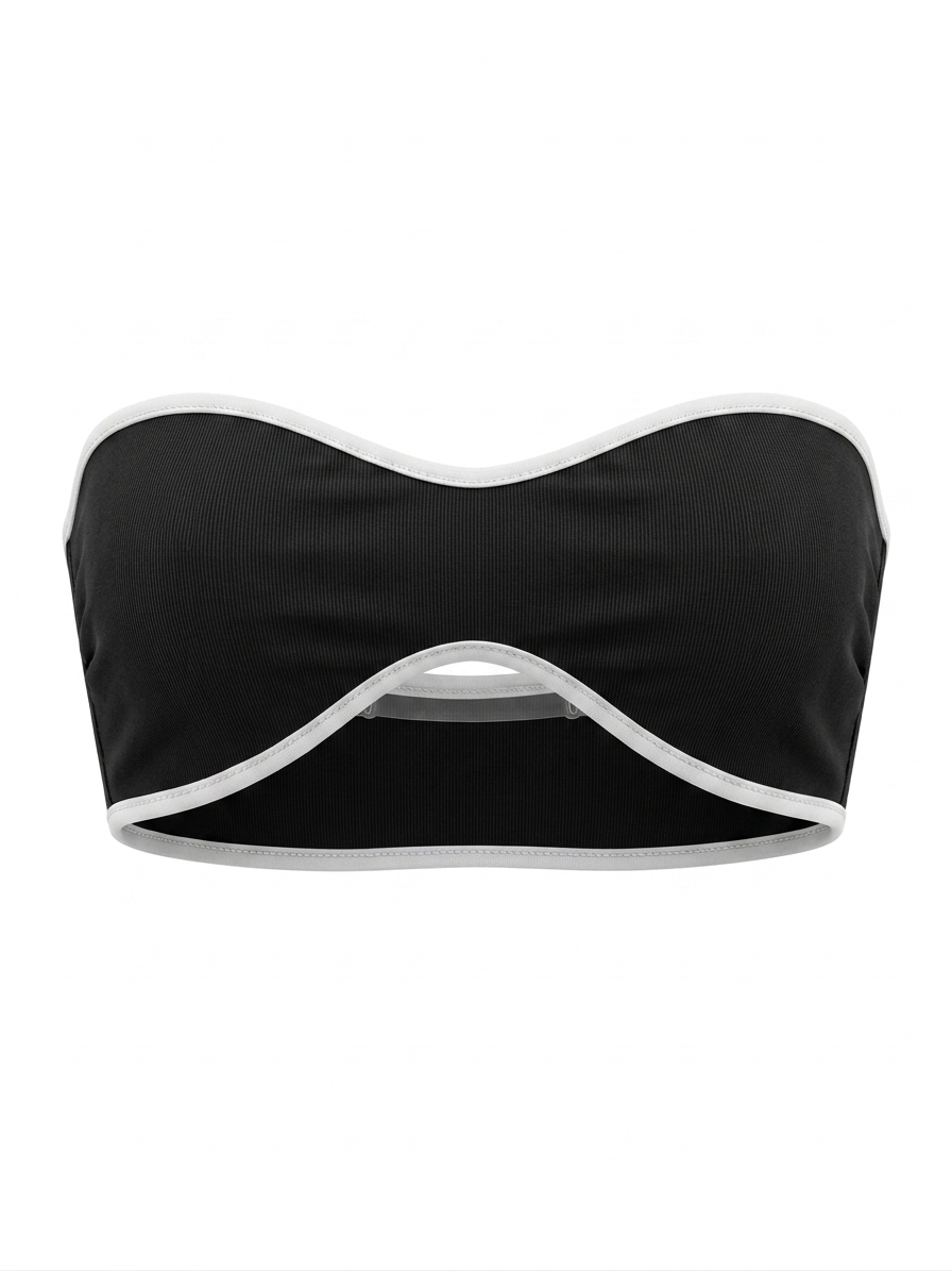 Top Bandeau Negro con Ribete Blanco