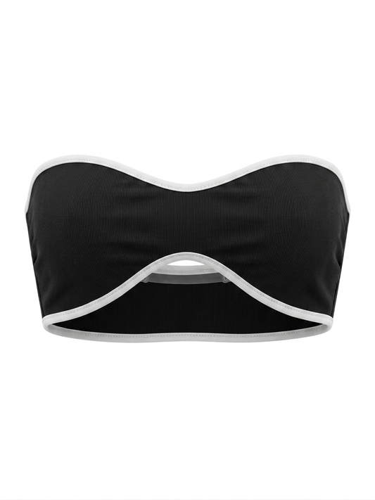 Top Bandeau Negro con Ribete Blanco