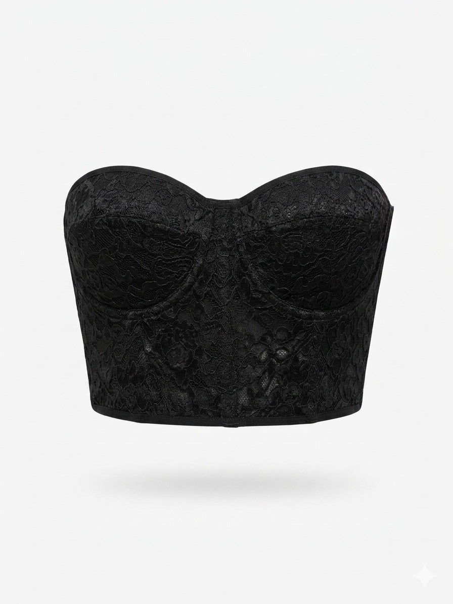 Crop Top Corset Lace negro