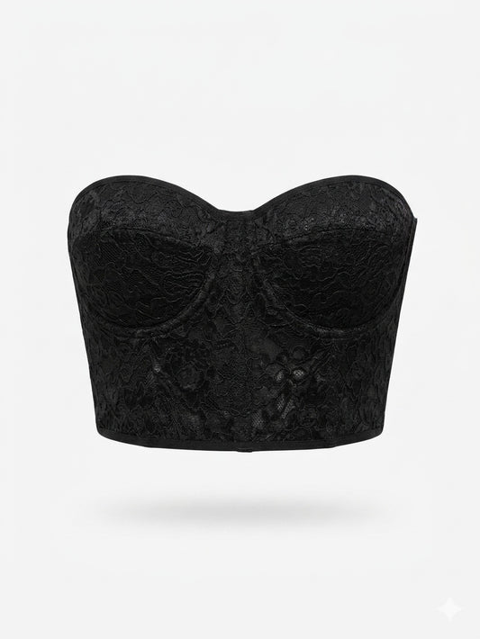 Crop Top Corset Lace negro